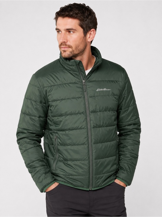 Eddie Bauer Other - Eddie Bauer Mens Large Down Puffer Jacket Green Hooded 650 Fill EB650 Zip Coat